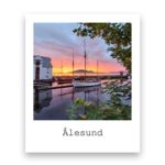 Ålesund - magnet - retro - Molja i solnedgang