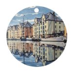 Ålesund rund dekorasjon - Brosundet med båter