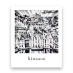 Ålesund – magnet – retro – Grafikk Brosundet fra Rådhuset