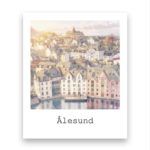 Ålesund – magnet – retro – Pastell Brosundet fra Rådhuset