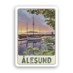 Sticker - Retro - Molja i solnedgang