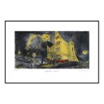 Terje Bratholm Eidsvik – Nørvøy skole natt – reproduksjon – 40×60 – inkludert ramme