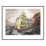 Terje Bratholm Eidsvik – Nørvøy skole – reproduksjon – 40×50 – inkludert ramme